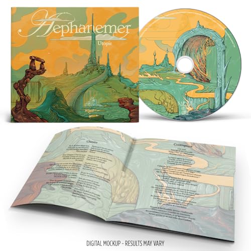 Aephanemer Utopie CD album with illustrated cover, disc, and open lyric booklet.