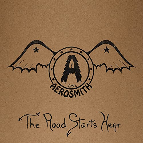 Aerosmith album cover: winged "A" logo on brown background, text below.