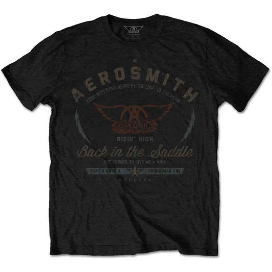 Black Aerosmith t-shirt with "Back in the Saddle" design, size XXX-Large.