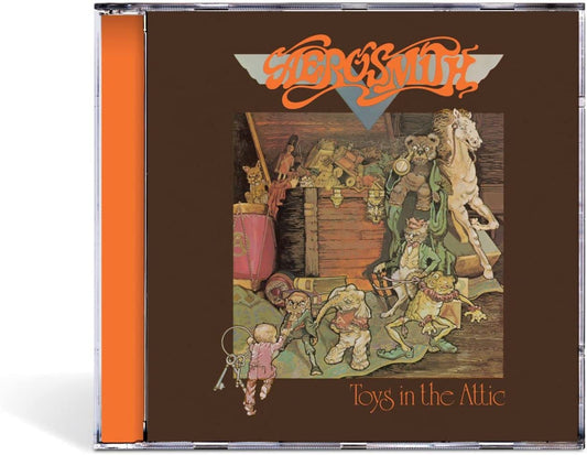 Aerosmith Toys in the Attic CD cover featuring an illustration of vintage toys.