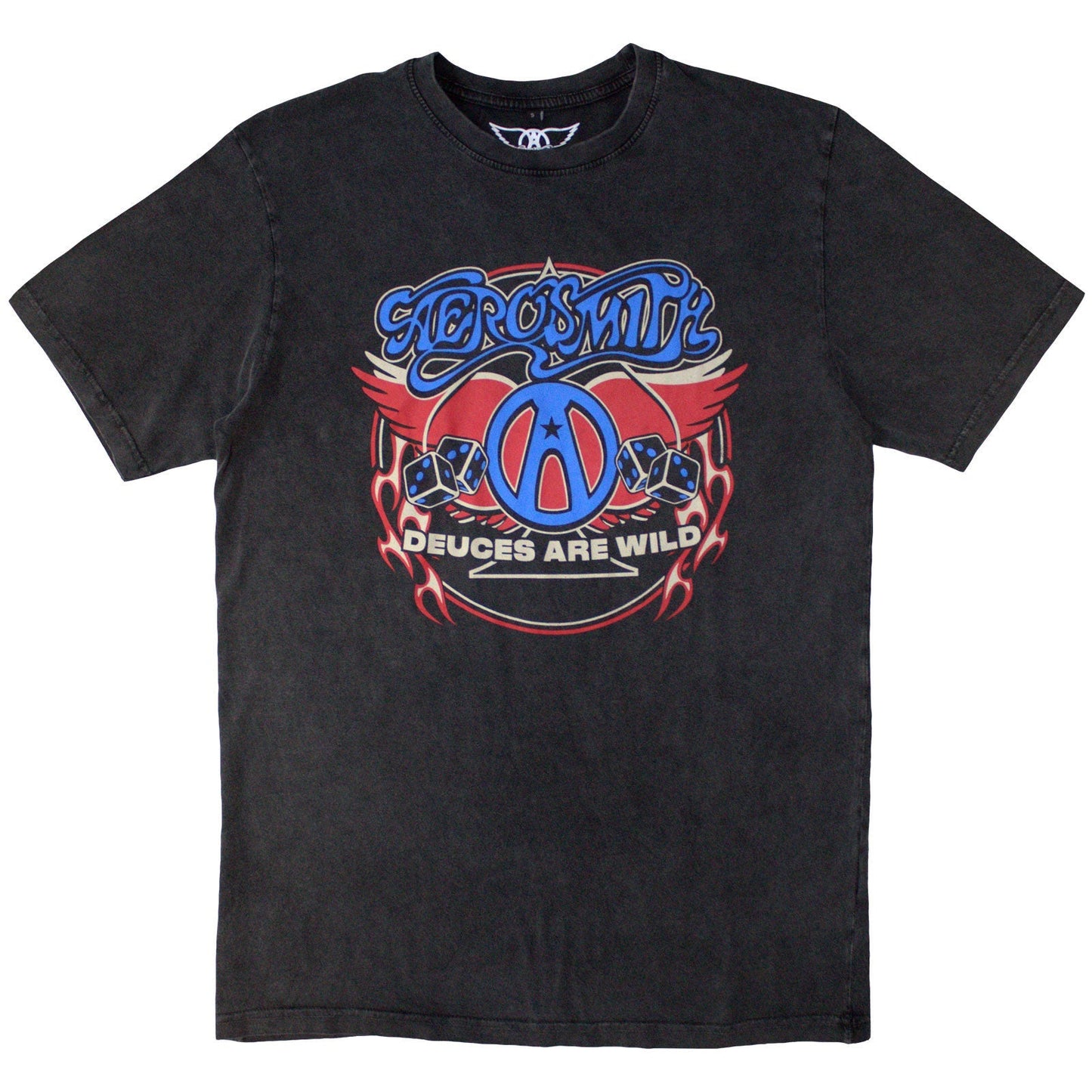 Aerosmith t-shirt, stone wash effect, rainbow spade graphic, unisex, size X-Large.