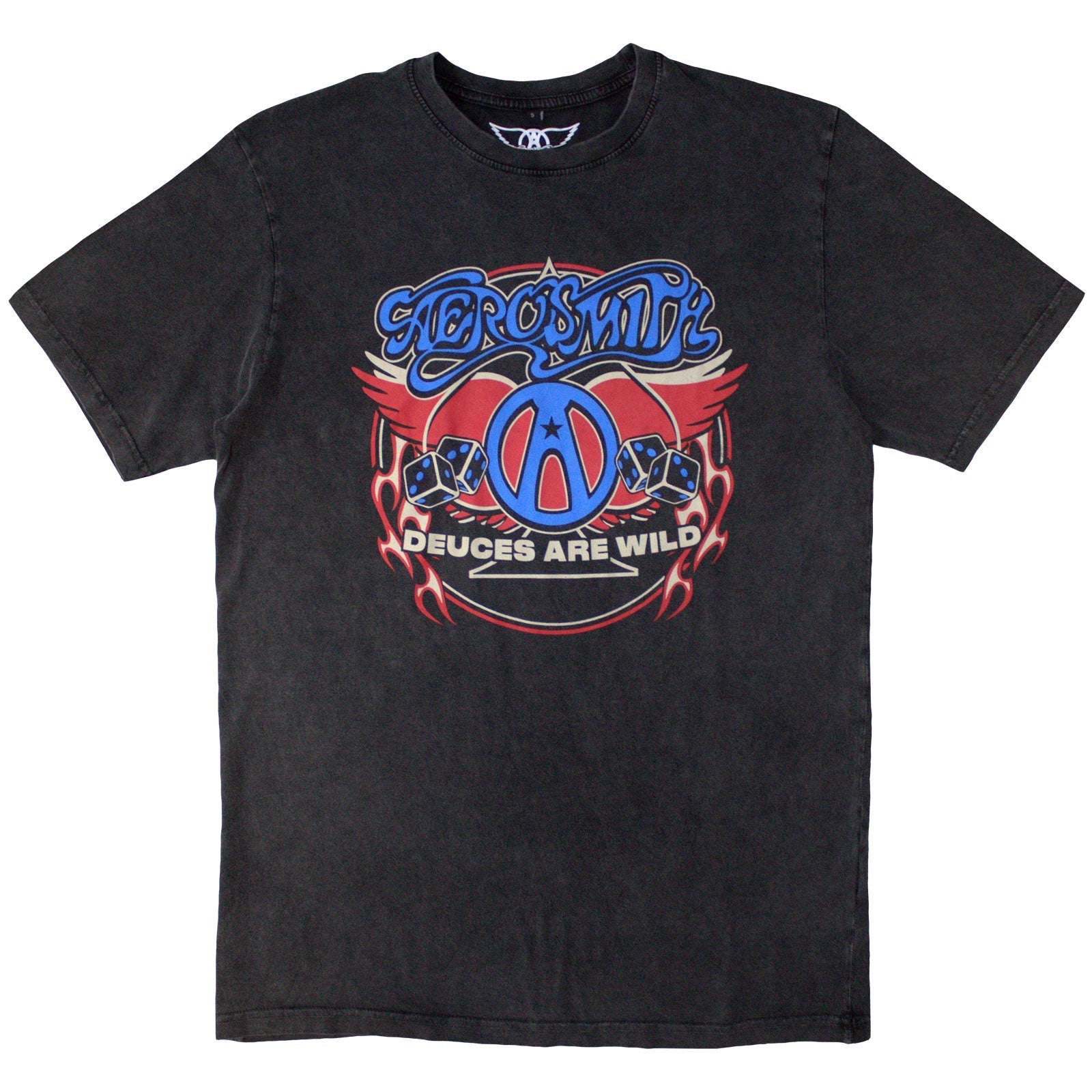 Aerosmith t-shirt, stone wash effect, rainbow spade graphic, unisex, size X-Large.