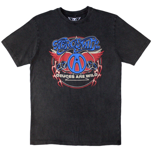 Aerosmith t-shirt, stone wash effect, rainbow spade graphic, unisex, size X-Large.