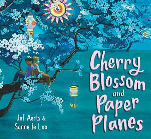 Children sit beneath blossoming branches, with a paper lantern and title text.