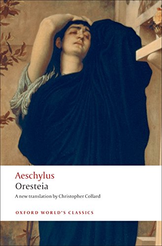 Book cover: “Oresteia” by Aeschylus, featuring a painting of a woman.