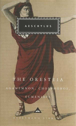 Book cover: "The Oresteia" by Aeschylus, featuring a classical illustration.