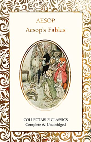 Cover of "Aesop's Fables" book with illustrated animals in oval frame.