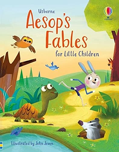 Book cover: Aesop's Fables for Little Children with animal illustrations.