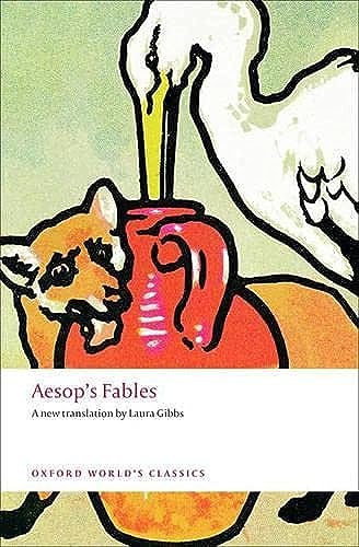 Book cover: fox and swan illustration for Aesop’s Fables.