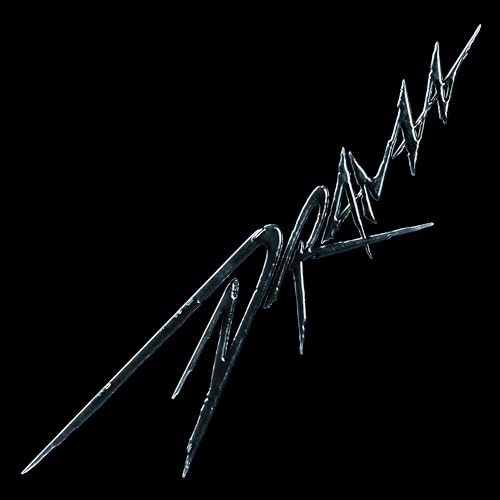 Aespa “Drama” album cover: jagged, silver lines on black background.