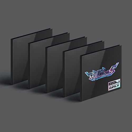Aespa “Girls” Digi CD packaging, black cases with neon blue lettering.