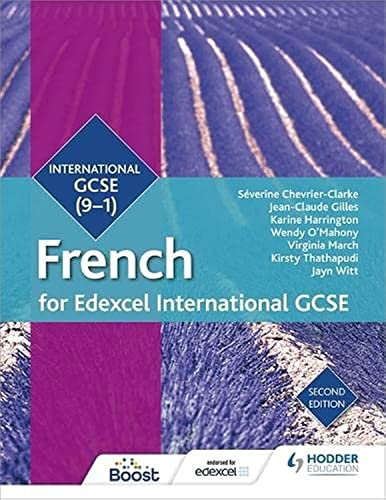 Edexcel International GCSE French textbook, second edition, with blue and purple cover.