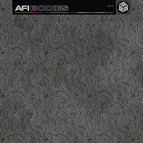 AFI “Bodies” CD cover: grayscale pattern of sketched human figures.
