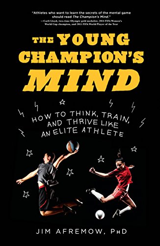 Book cover with yellow title and two soccer players on a black background.