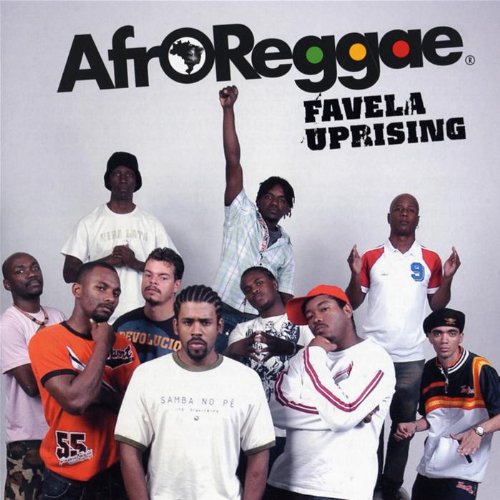CD cover for Afroreggae’s “Favela Uprising” featuring a group of men.