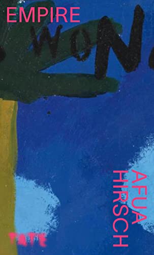 Book cover: abstract blue and green painting with pink text, "Empire.