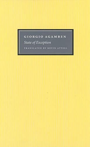 Yellow book cover with dark text: "Giorgio Agamben, State of Exception.