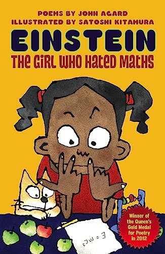 Book cover: “Einstein, The Girl Who Hated Maths” with a young girl’s illustration.