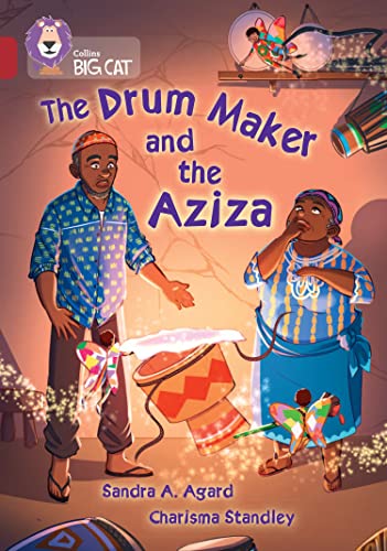 A man and woman watch magical winged figures around a drum in this book cover.