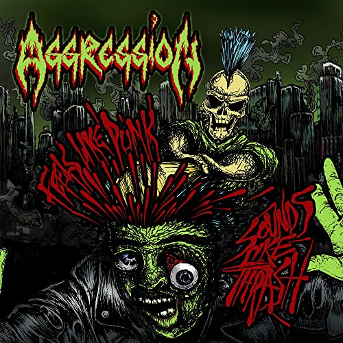 CD cover art: skull with mohawk, city skyline, and aggressive lettering.