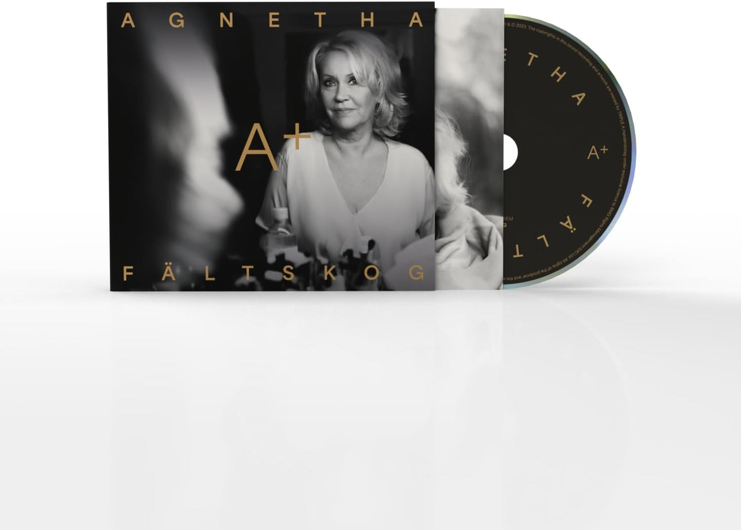 Agnetha Fältskog A+ CD album cover and disc in black and white.