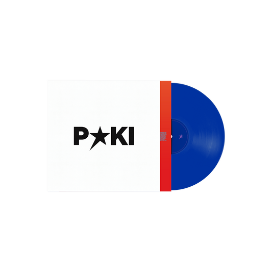Blue vinyl record with white sleeve displaying black “P★KI” text.