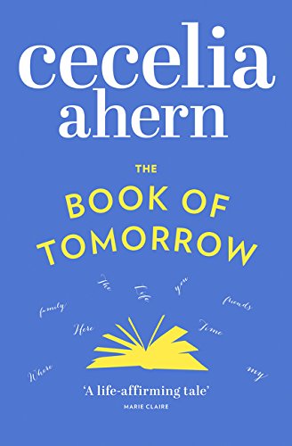 Book cover: blue background, yellow text reading “The Book of Tomorrow”, open book.
