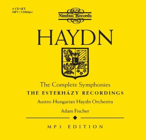 Yellow album cover for Haydn’s Complete Symphonies, featuring a coat of arms.