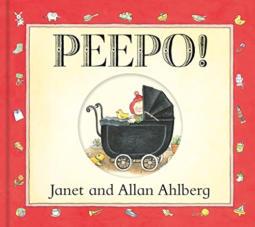 Cover of the book Peepo! showing a baby in a black pram with toys.