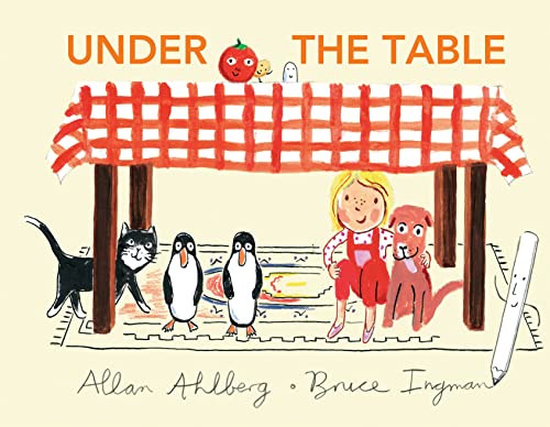 Book cover: children and animals gathered under a red checkered table.