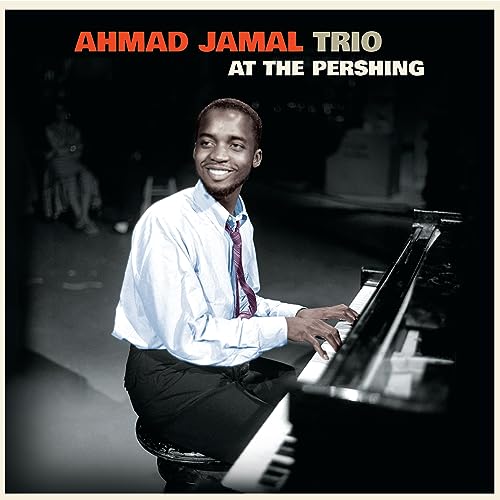 Ahmad Jamal at a piano, album cover with red text and vintage style.