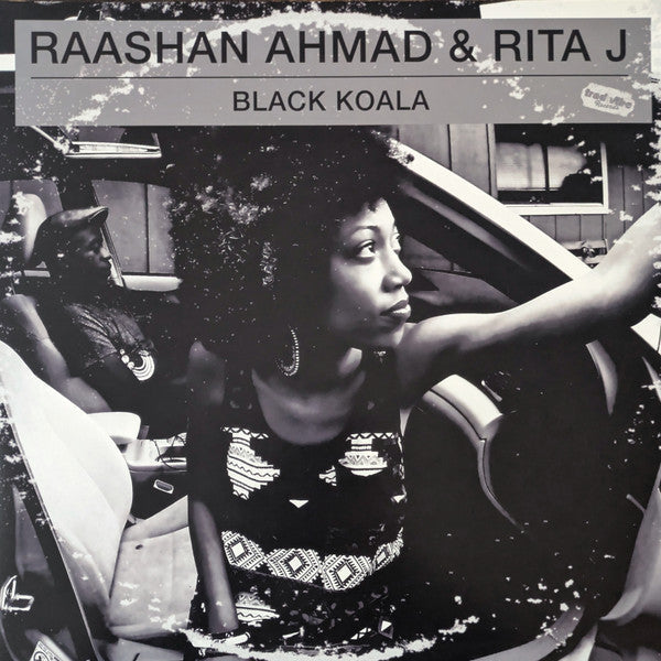 Black and white album cover featuring a woman in a car.