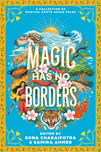 Book cover with fantastical imagery, title “Magic Has No Borders.”