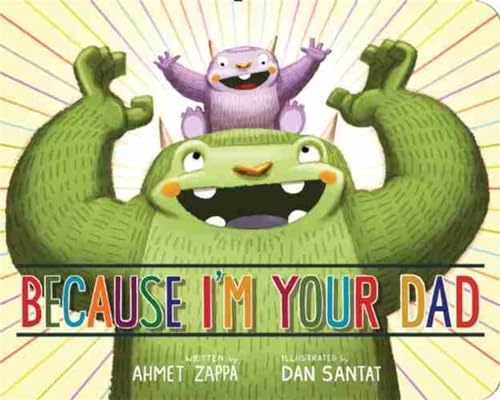 Cartoon monster with a small purple monster on its shoulders, book cover.