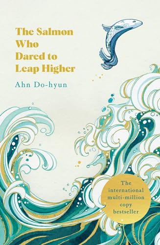 Book cover: leaping salmon illustration with swirling teal and gold waves.