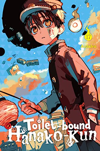 Manga cover featuring Hanako-kun holding a lantern against a blue sky with floating objects.
