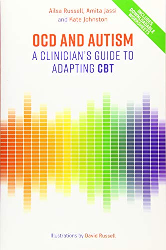 Book cover: "OCD and Autism," with colorful gradient background.