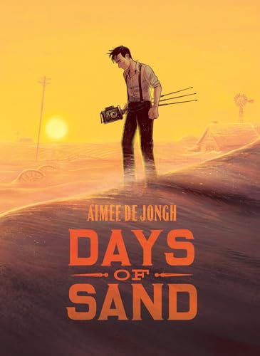 Book cover: man with camera in a desert landscape at sunset.