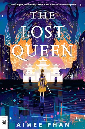 Book cover illustration of a figure standing before a palace with a dragon background.
