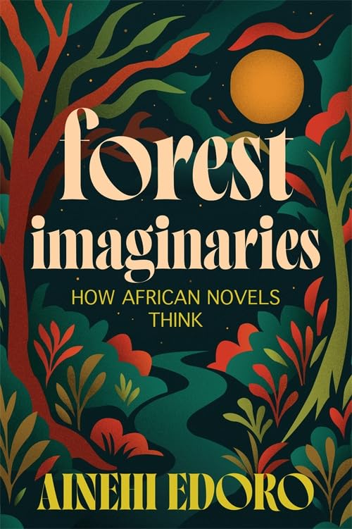 Book cover with stylized forest illustration and large white text.