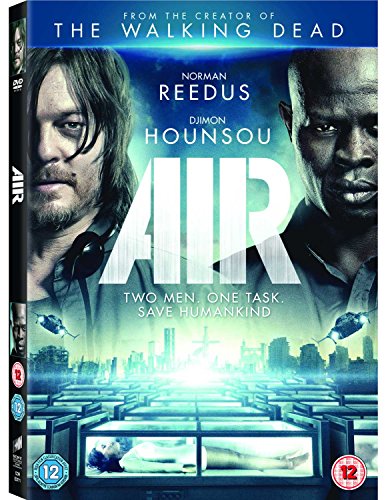 "DVD cover for 'Air' featuring two men and a futuristic cityscape."
