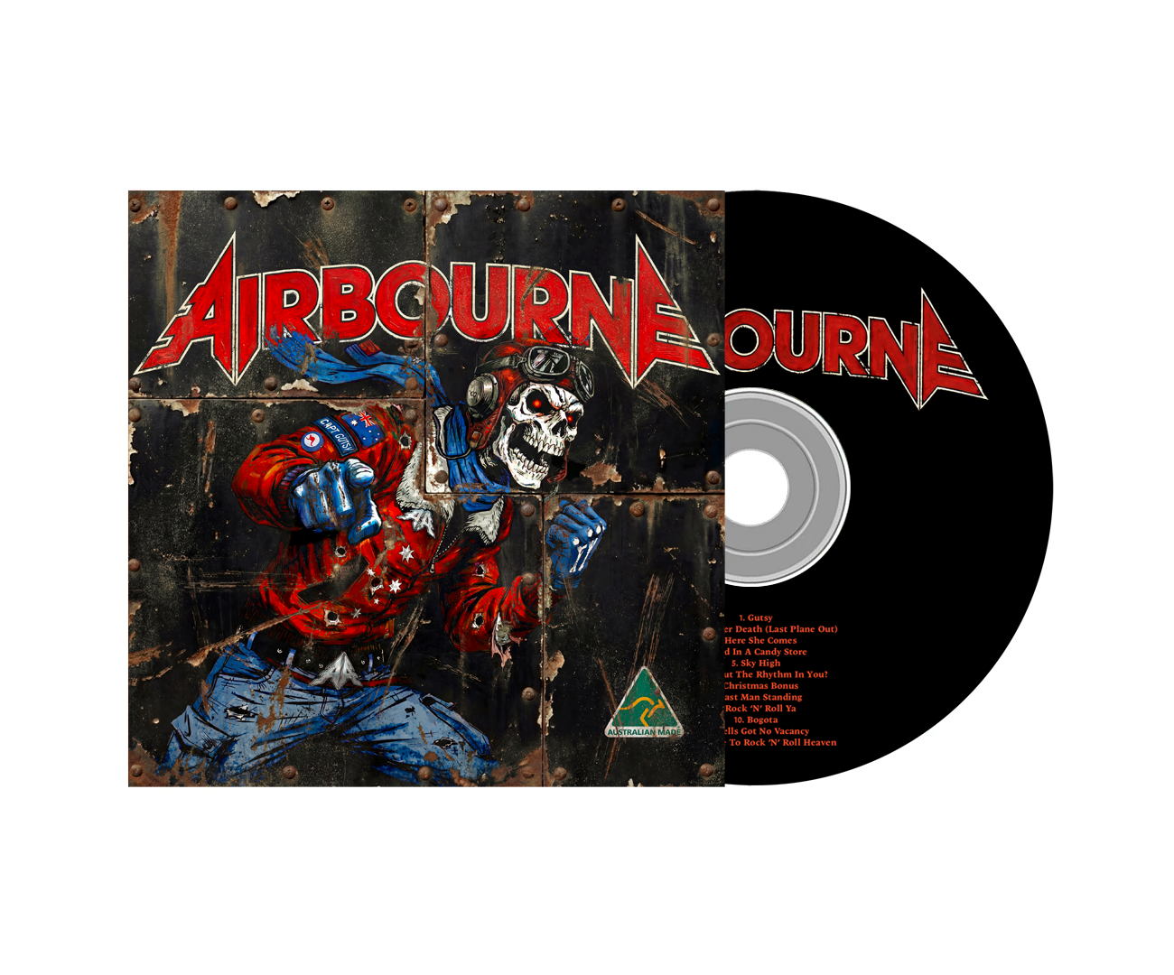 Airbourne album CD with skull illustration and tracklist on the case.