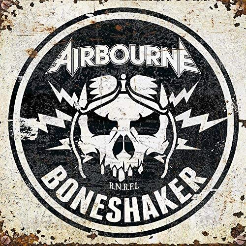 Airbourne “Boneshaker” album cover: skull with lightning bolts in a circle.