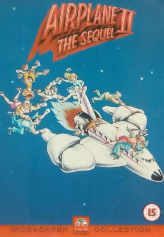 "Airplane II: The Sequel DVD cover featuring cartoon characters on a white airplane."
