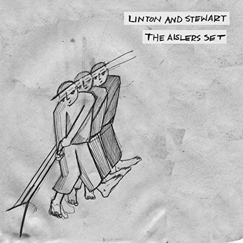 Vinyl record cover: sketched figures carrying a large blade on white.