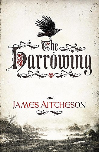 Book cover: "The Harrowing" with a raven and ornate design.
