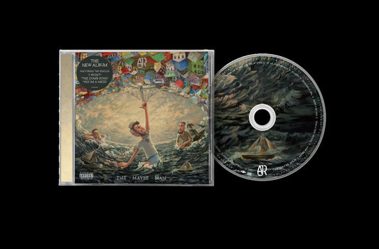 AJR’s “The Maybe Man” CD cover with figures in stormy waters.