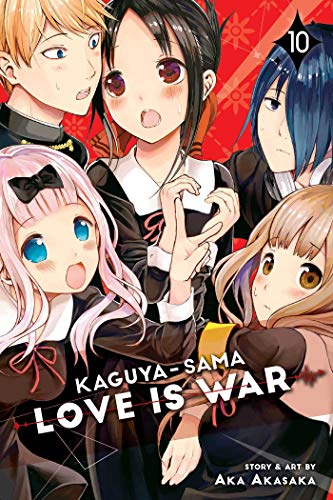 Five anime characters in school uniforms on a red background with volume number ten.