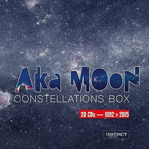 "Aka Moon Constellations Box" CD cover with starry night sky and text overlay.