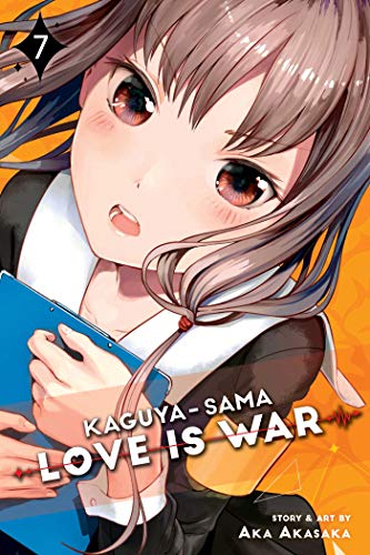 Miko Iino holding a blue folder on the cover of Kaguya-sama: Love is War 7.